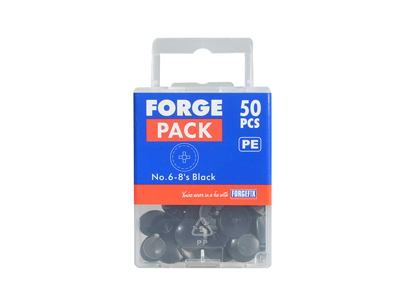 Pozi Compatible Cover Cap Black No.6-8 Forge Pack 50                            