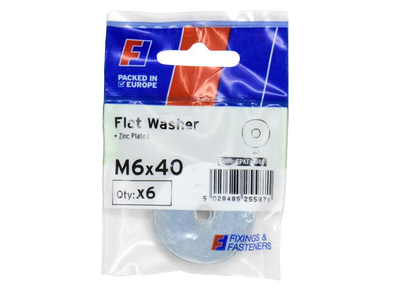Flat Washers ZP M6 x 40mm ForgePack 6                                           
