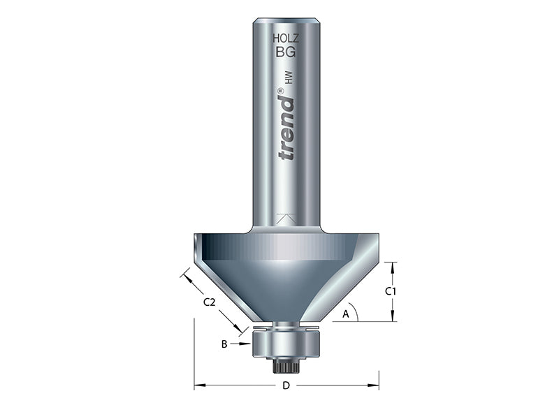 46/38 x 1/2 TCT Bearing Guided Chamfer 45° 50 x 19mm