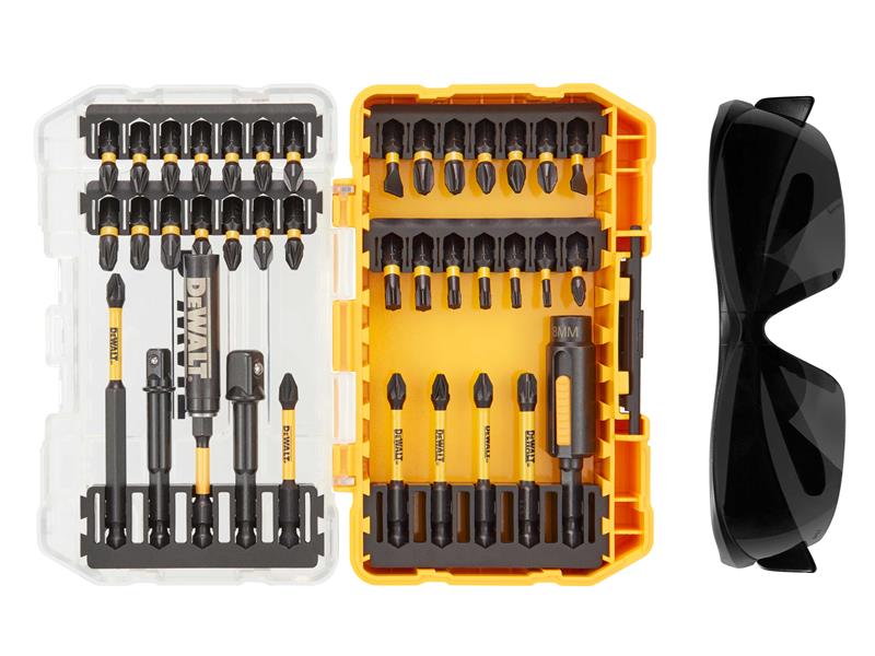 DT70740T FlexTorq Bit Set, 38 Piece + Safety Glasses                            