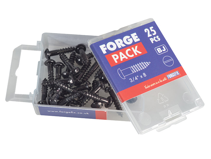 Wood Screw Slotted Round Head ST Black Japanned 3/4in x 8 ForgePack 25          