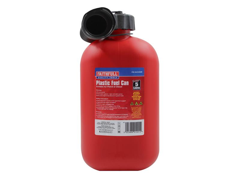 Plastic Fuel Can Red 5 litre                                                    