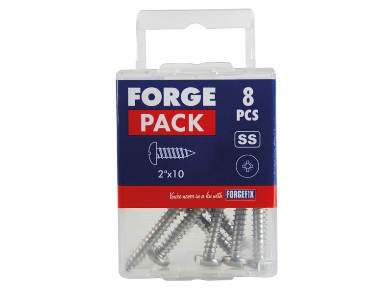 Self-Tapping Screw Pozi Compatible Pan Head SS 2in x 10 ForgePack 8             