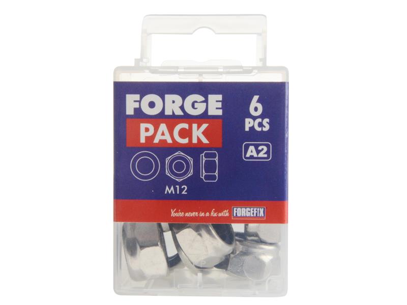 Nyloc Nuts & Washers A2 Stainless Steel M12 ForgePack 6                         