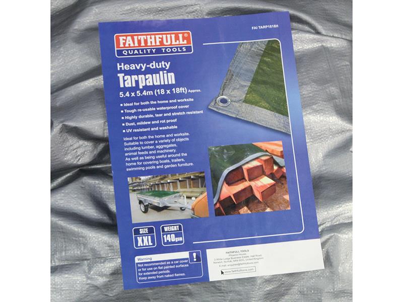 Tarpaulin Green/Silver 5.4 x 3.6m (18 x 12ft) 80gsm                             
