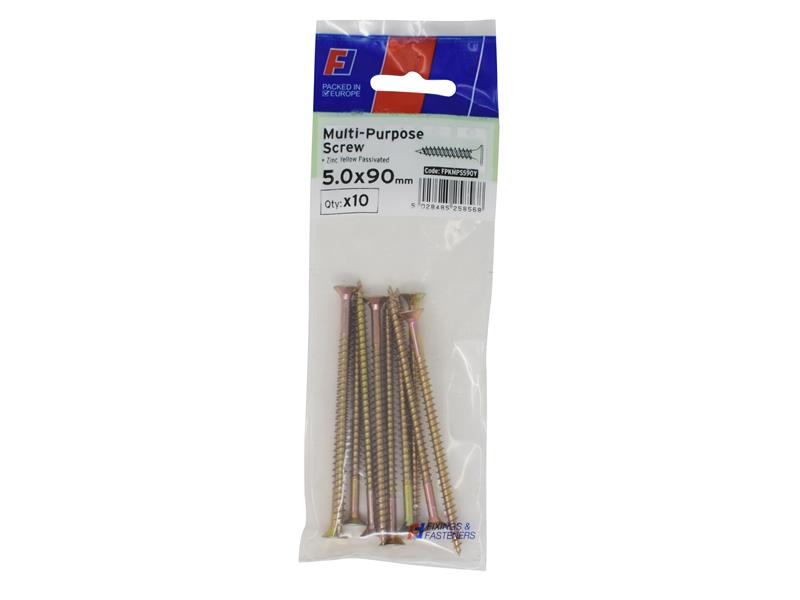 Multi-Purpose Pozi Screw CSK ST ZYP 5.0 x 90mm ForgePack 10