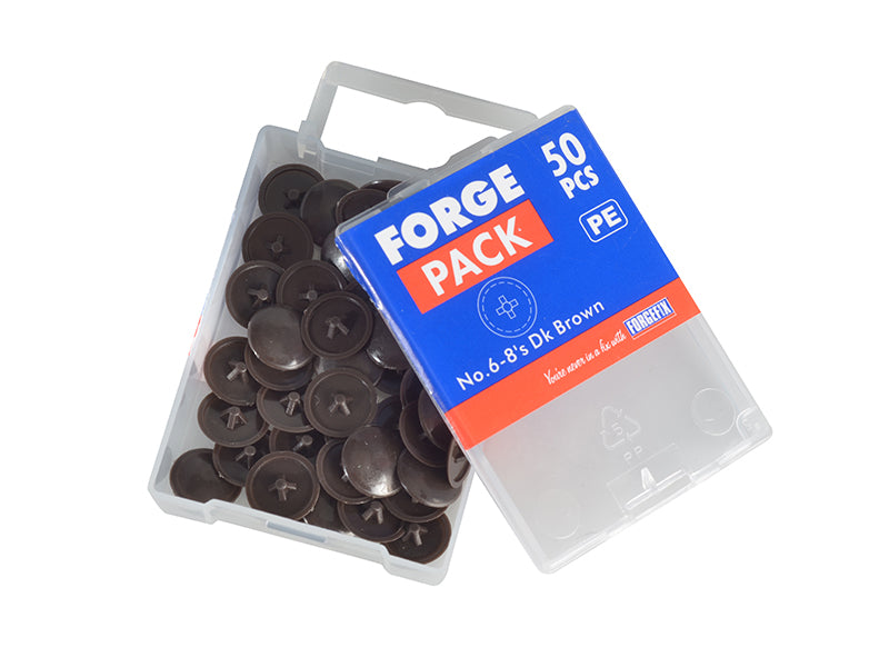 Pozi Compatible Cover Cap Dark Brown No.6-8 Forge Pack 50                       