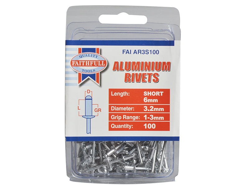 Aluminium Rivets 4.8 x 8mm Short Pre-Pack of 50