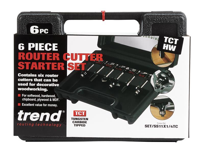 1/4in TCT Router Cutter Set, 6 Piece