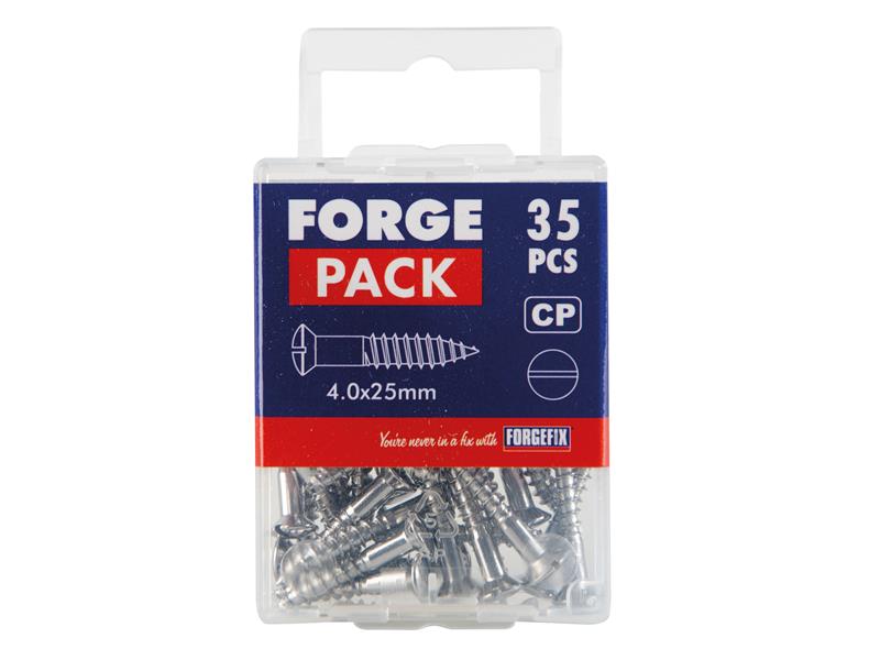 Multi-Purpose Screw SL Raised Head Chrome Plated 4.0 x 25mm ForgePack 35        