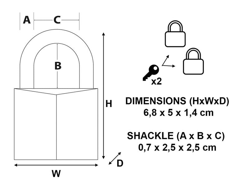 Solid Brass 70mm Padlock 6-Pin