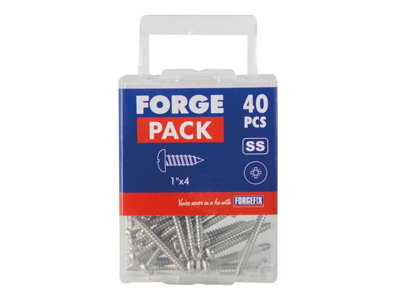 Self-Tapping Screw Pozi Compatible Pan Head SS 1in x 4 ForgePack 40             