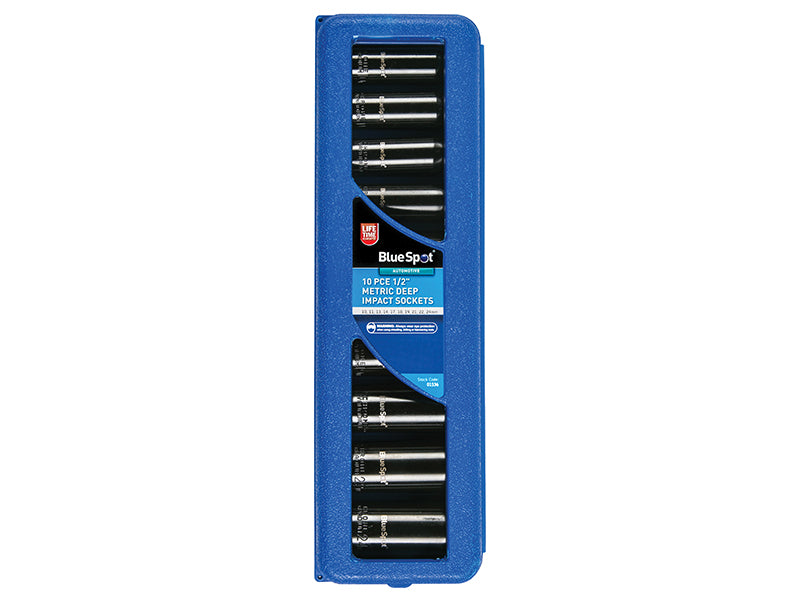 1/2in Metric Deep Impact Socket Set 10-24mm, 10 Piece                           