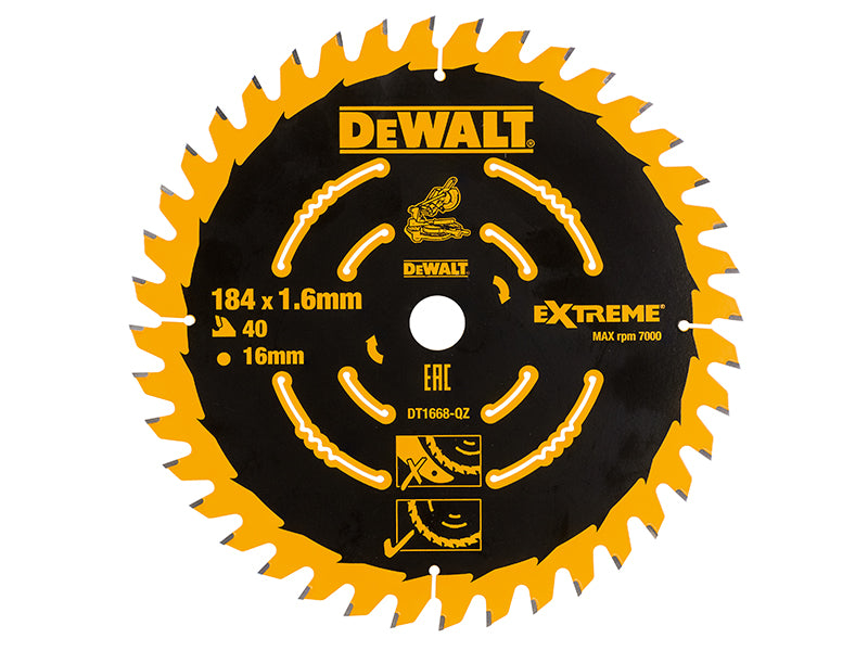 Cordless Mitre Saw Blade For DCS365 184 x 16mm x 40T                            