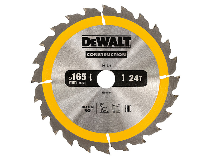 Portable Construction Circular Saw Blade 165 x 20mm x 24T                       