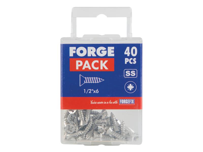 Self-Tapping Screw Pozi Compatible CSK A2 SS 1/2in x 6 ForgePack 40             