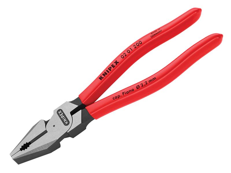 02 01 200 High Leverage Combination Pliers Plastic Coated Grip 200mm            