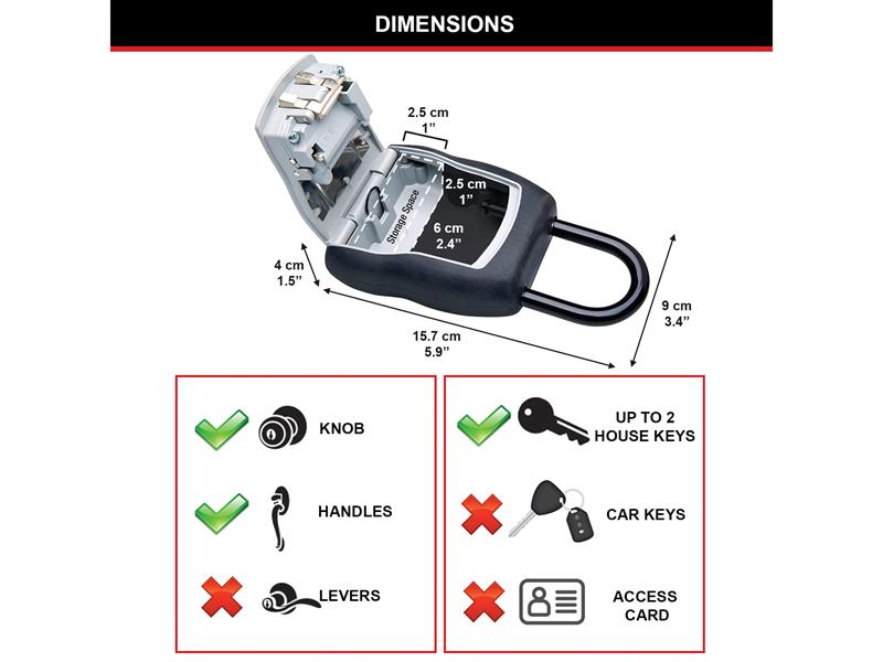 5400E Portable Shackled Combination Key Lock Box (Up To 3 Keys)