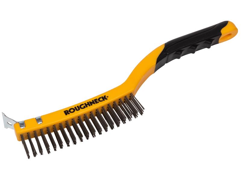 Brass Wire Brush Soft Grip with Scraper 355mm (14in) - 3 Row