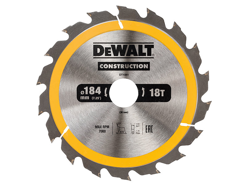 Portable Construction Circular Saw Blade 184 x 30mm x 18T                       