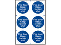 Fire Door Keep Locked Shut - 6 PVC Signs 100 x 100mm