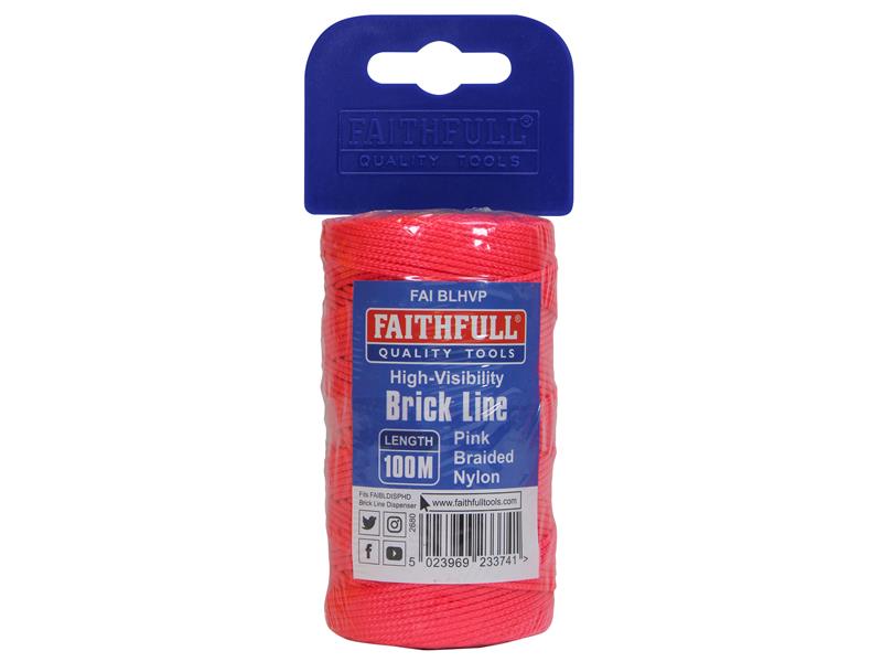 Hi-Vis Nylon Brick Line 100m (330ft) Pink                                       