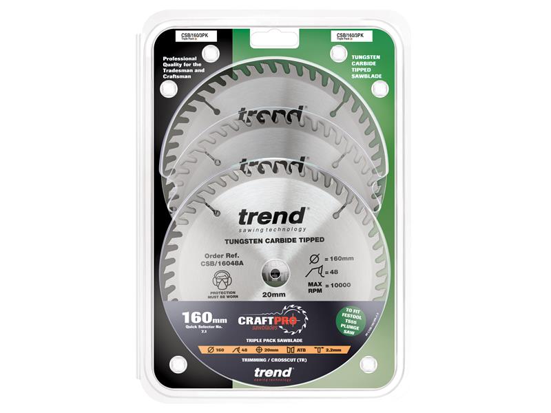 CraftPro Plunge Saw Blade 165 x 20mm x 48T (Pack 3)