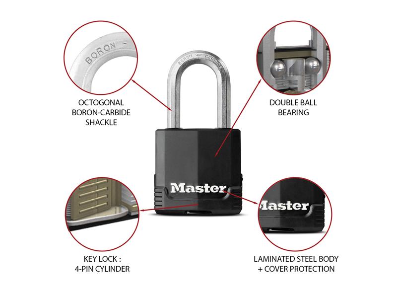 Excell™ Weather Tough 51mm Padlock 5-Pin - 51mm Shackle