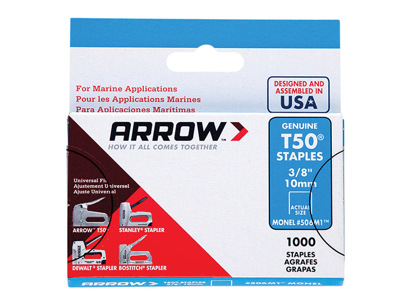 T50M 505m Monel Staples 8mm ( 5/16in) (Box 1000)