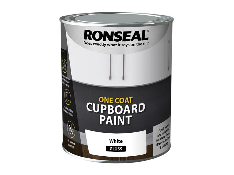 One Coat Cupboard Paint White Satin 750ml