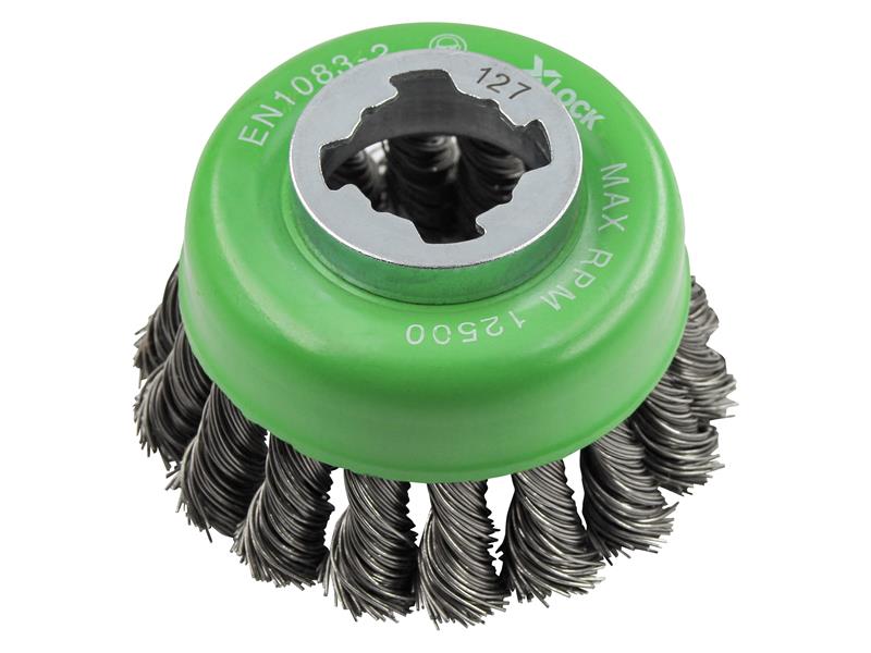 X-LOCK Wire Cup Brush Twist Knot 75mm M14x2, 0.50mm Stainless Steel Wire        