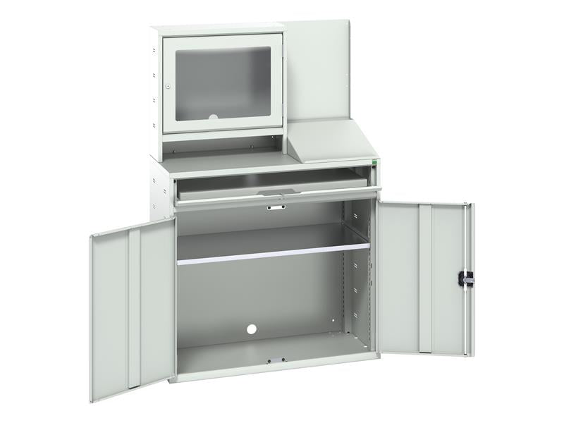 Verso Computer Cupboard 1050 x 550 x 1650mm Light Grey