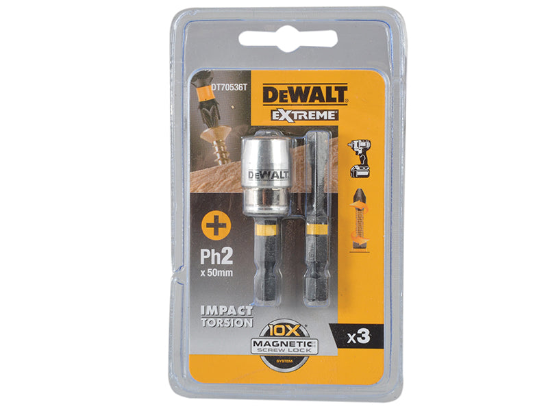 Impact Torsion Bits PH2 x 50mm (x2) and Magnetic Screwlock Sleeve               