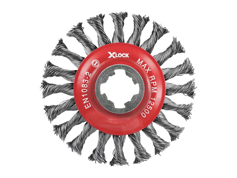 X-LOCK Conical Wire Brush 115mm M14x2, 0.50mm Steel Wire                        