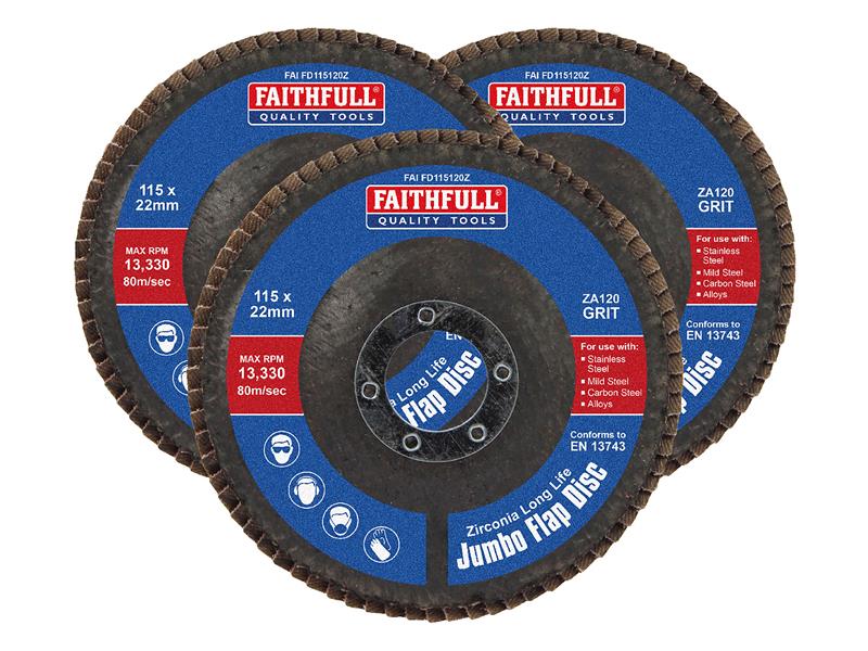 Zirconia Abrasive Jumbo Flap Disc 125 x 22mm Mixed Grit (3 Pack)