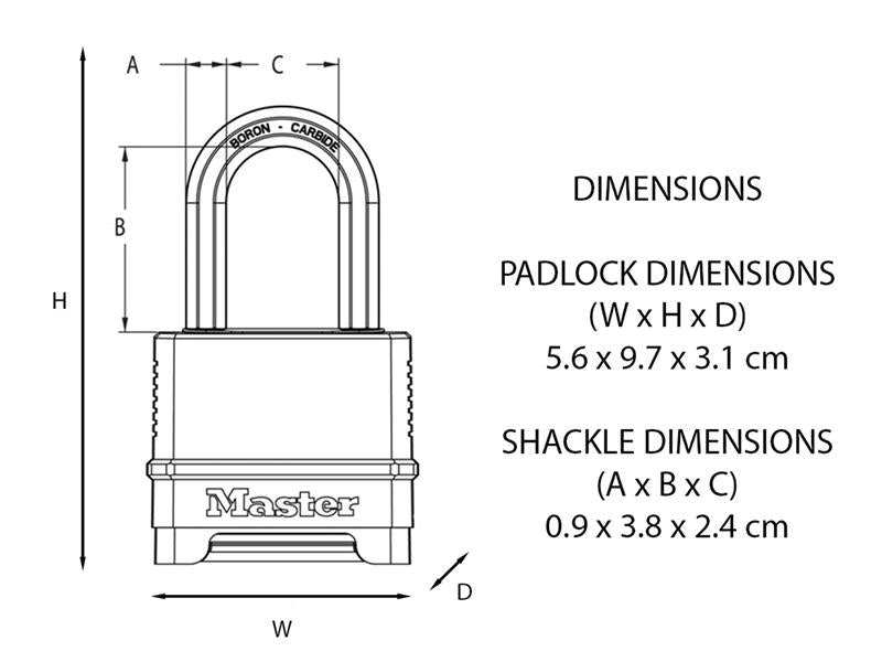 Excell™ 4-Digit Combination 50mm Padlock - 38mm Shackle