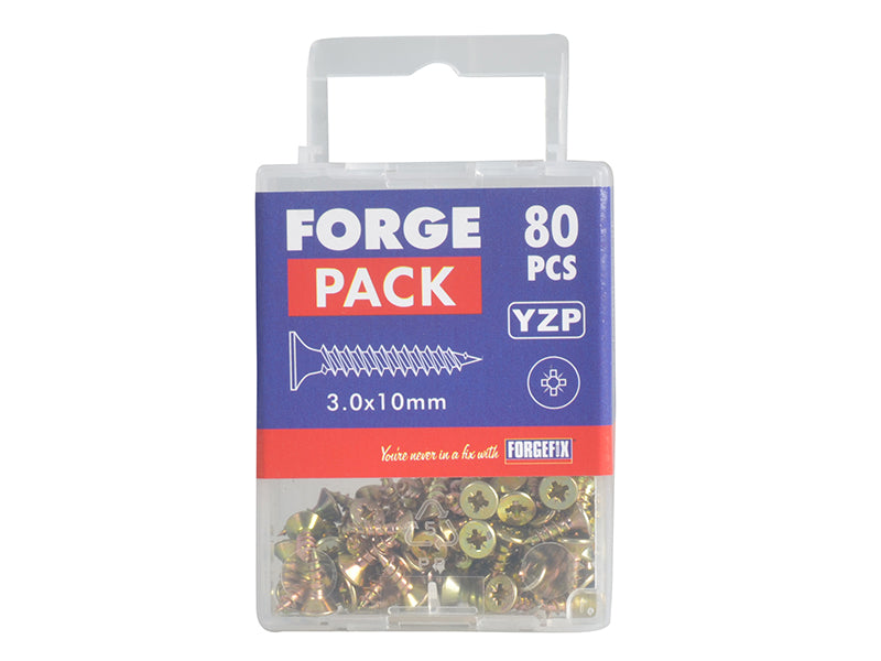 Multi-Purpose Pozi Screw CSK ST ZYP 3.0 x 10mm ForgePack 80                     