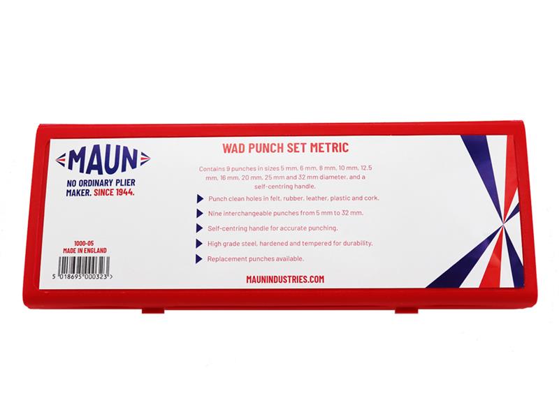 Metric Wad Punch Kit, 9 Piece