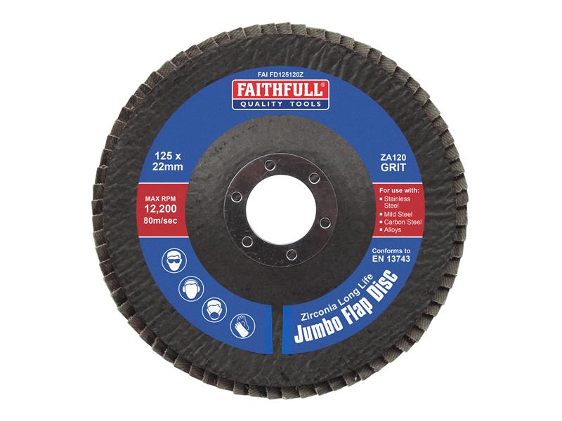 Zirconia Abrasive Jumbo Flap Disc 125 x 22mm Mixed Grit (3 Pack)