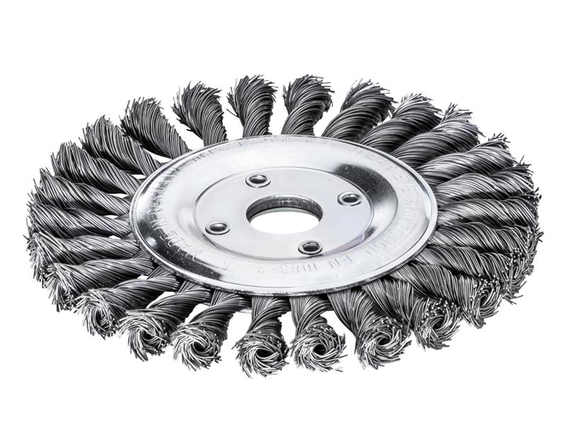 Knot Wheel Brush 125 x 14mm 22.2mm Bore, 0.50 Steel Wire