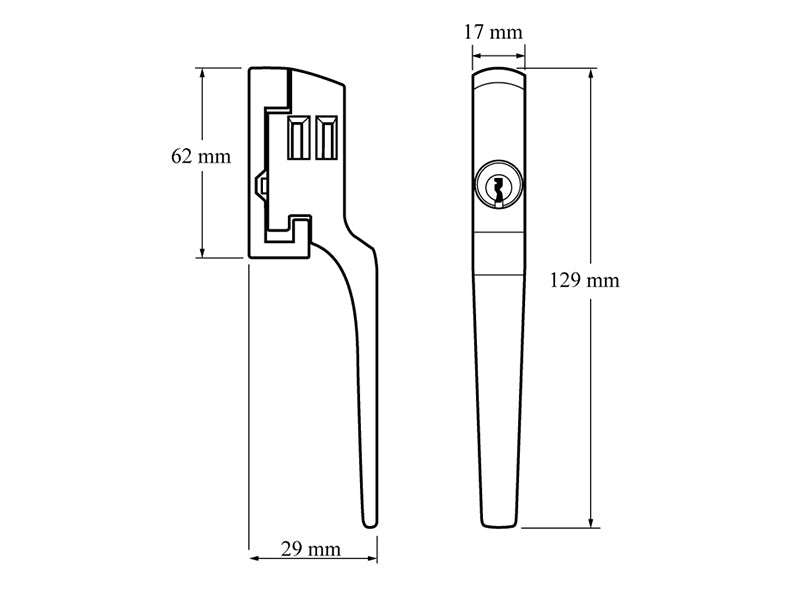 P115WE Lockable Window Handle White Finish