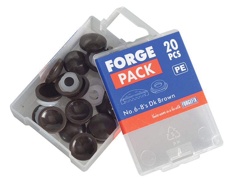 Domed Cover Cap Dark Brown No. 6-8 ForgePack 20                                 