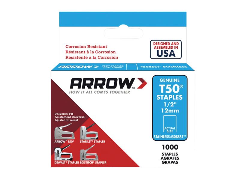 T50 Staples Stainless Steel 505SS 8mm (5/16in) (Box 1000)