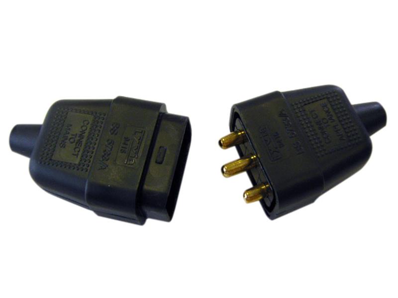 3 Pin Rubber Connector Plug 10A Orange
