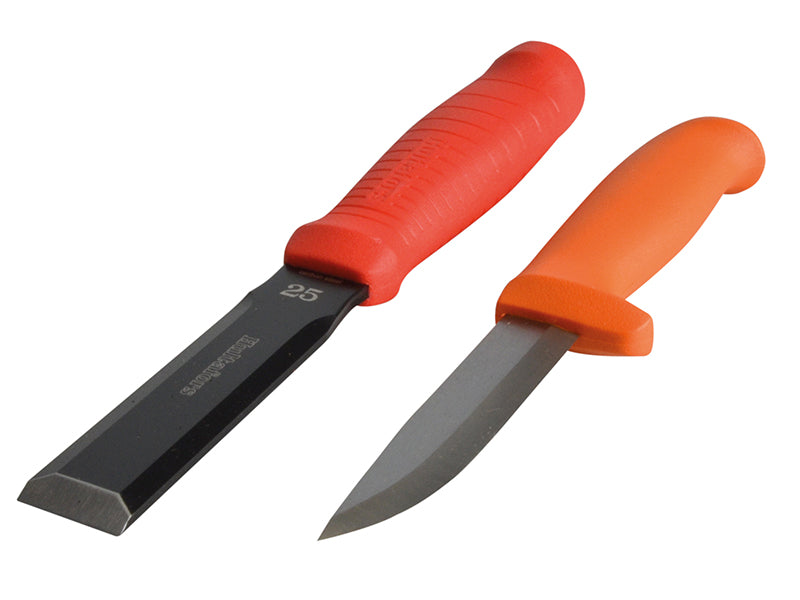 Chisel EDC 25mm & Craftsmen's Knife HVK in a Double Holster                     