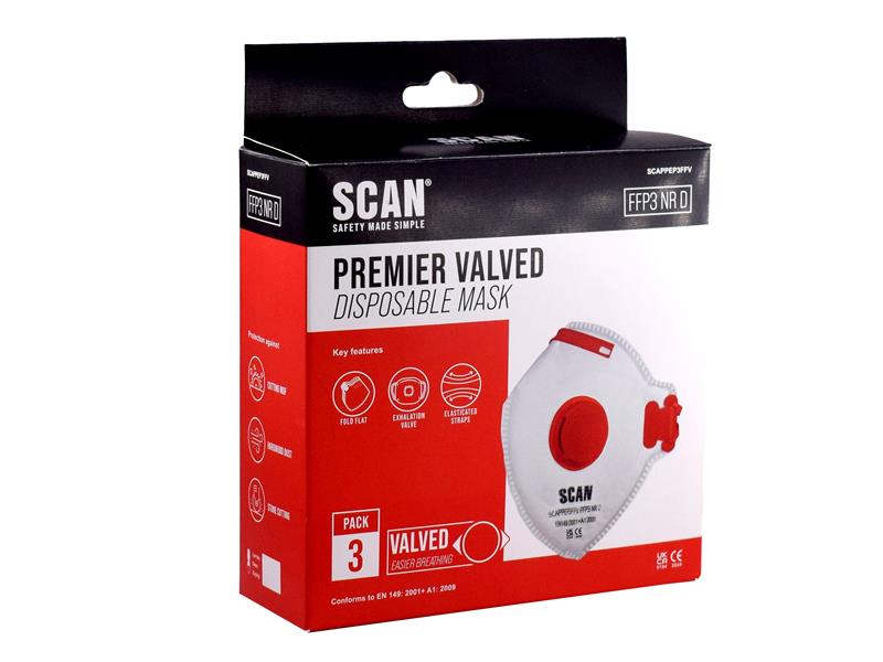 Fold Flat Disposable Valved Disposable Mask FFP3 Protection (Pack 10)