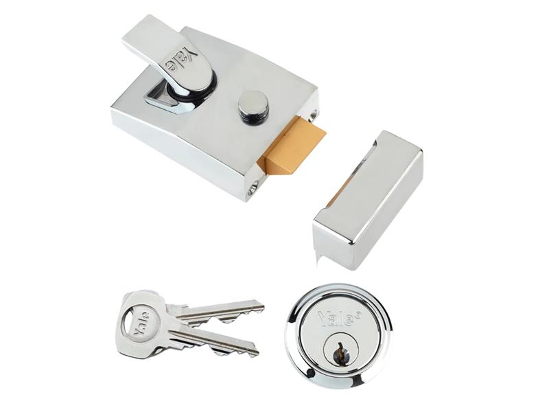 P89 Deadlock Nightlatch 60mm Backset DMG Finish Satin Chrome Cylinder Visi