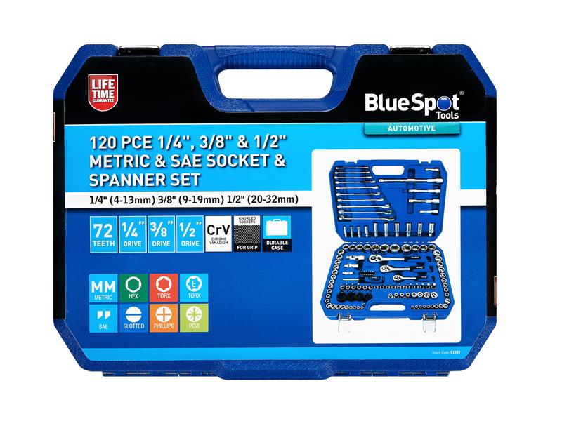 1/2in, 3/8in & 1/4in Metric Socket Set, 120 Piece                               
