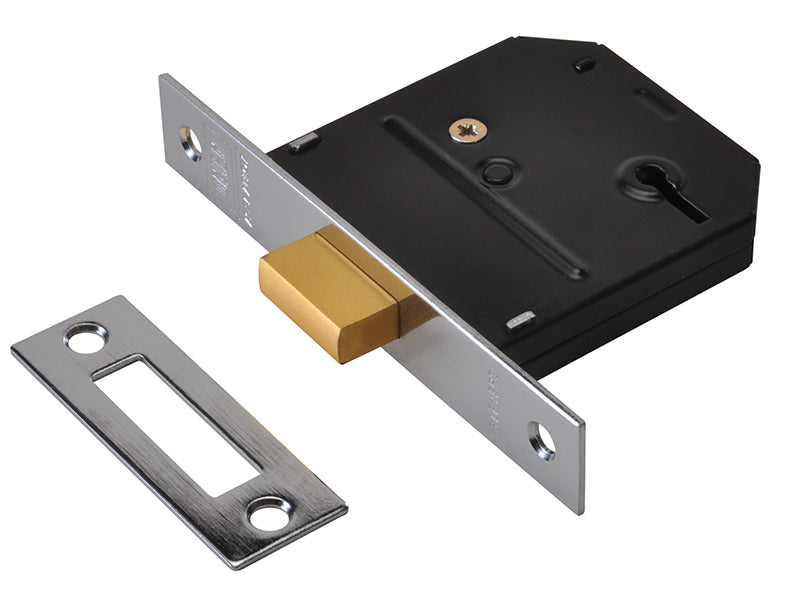 ES-DL Essentials 3 Lever Mortice Deadlock Polished Brass 79mm 3in Visi