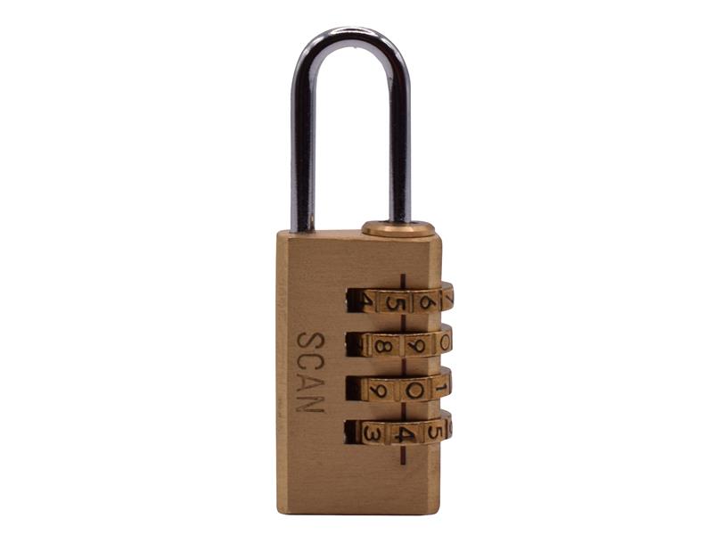 Brass Combination Padlock 50mm Long Shackle